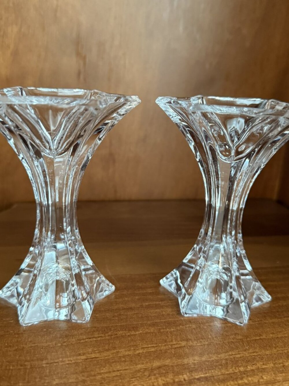 Mikasa Austria Firestar Crystal Star Shaped Candle Sticks Holder Set - Picture 5 of 5